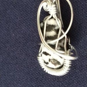 Black White and Silver Necklace Pendant